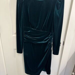 Ralph Lauren Deep Green Velvet Long Sleeve Dress